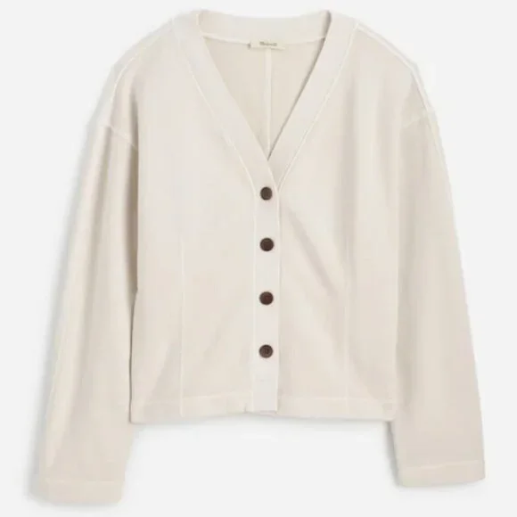 NWT Madewell Off White Darted Cardigan Sweatshirt - Size: XXS